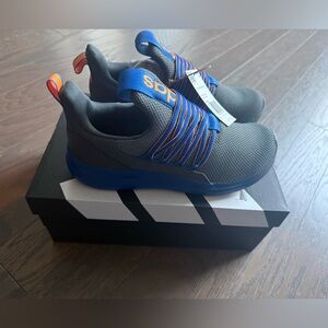 Adidas Shoes Lite Racer Adapt 7.0 Kids Size US 5 big boys NIB Gray Orange Blue